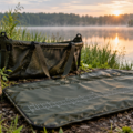 Balance de pêche et mètre à poisson au bord d’un lac