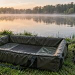 Tapis de réception carpe préparé sur une berge