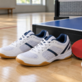 Chaussures indoor près d’une table de tennis de table — illustration générique