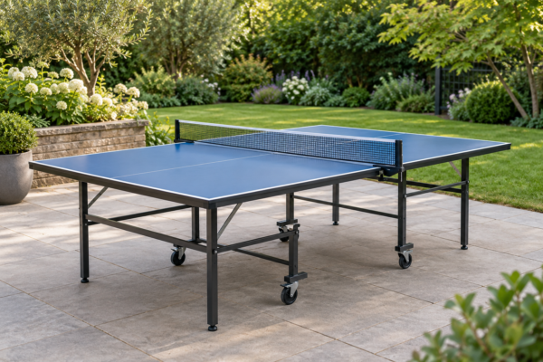 Table de ping-pong sur une terrasse de jardin — illustration générique